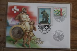 Münzbrief Schweiz – 200 Jahre Eidgenossenschaft – Fünfliber