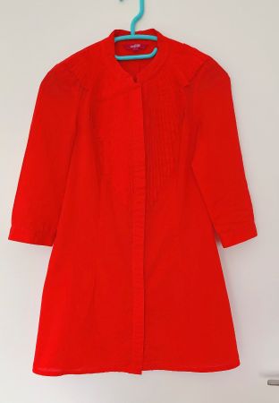 Hübsch! Damen Bluse rot mit Falten, aus Baumwolle, bequem