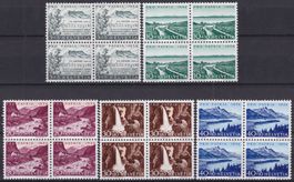 1954, Pro Patria B66-B70 Viererblöcke postfrisch ** Kat:80.-