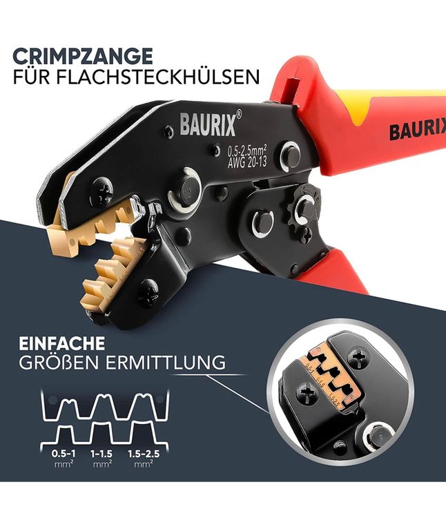 Crimpzange inkl. 300 Stück Flachsteckhülsen Set (Neu und