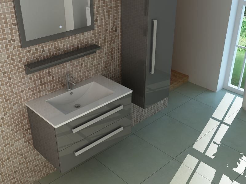 Mobili per bagno: Badset St. Moritz in grau hochglanz Set – Nuovo e nell'imballaggio originale da Herbertingen venduto da jet-line-e-trade 3