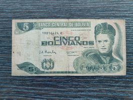 Bolivien 5 Bolivianos L.1986 !!!!!!!!