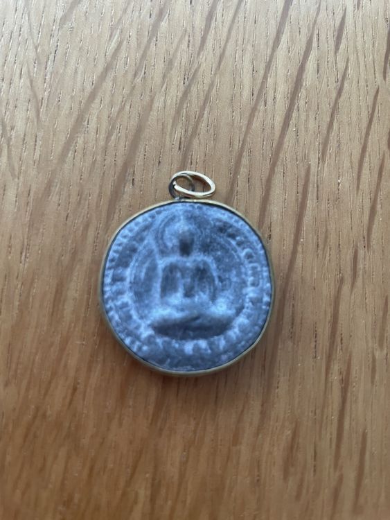 Silber Buddha Münze Anhänger Halskette, Buddhistischer Yoga Handgemachter Spiritueller Schmuck, Achtsamkeit Geschenk Für Ihn, Herrenkette, Angst Relief