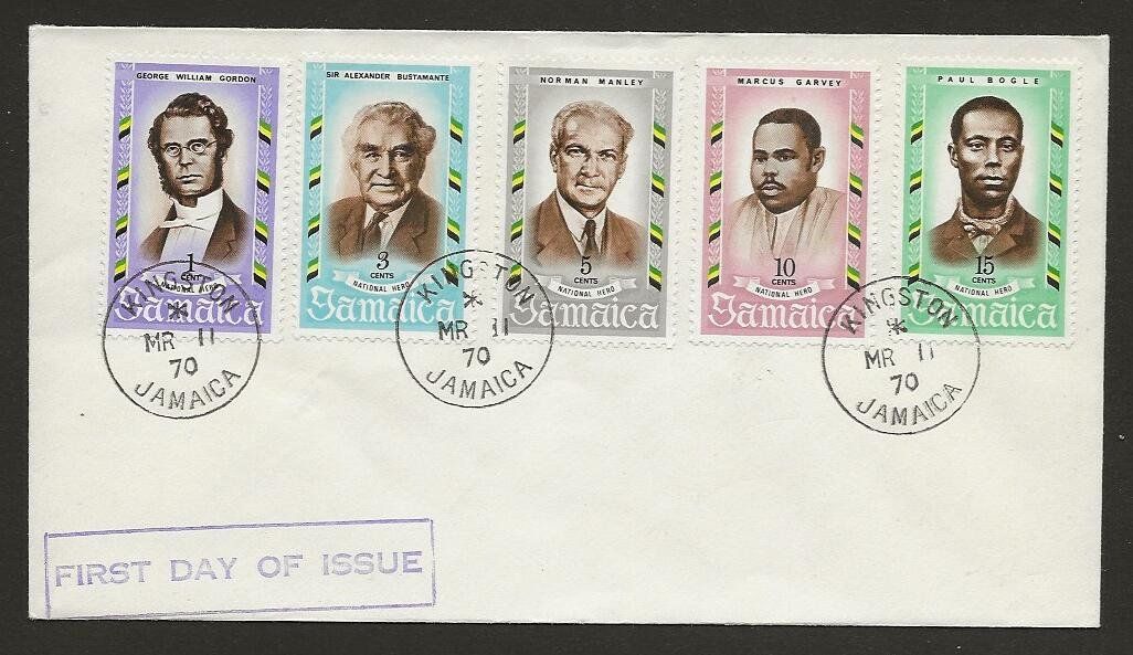 Tutti i francobolli: 1970 JAMAICA FDC  National Hereos – Usato da Arlesheim venduto da kuhnphila