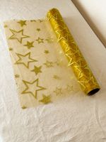 Goldener Sternen Tüll Stoff, 2x1m x 35cm, Weihnachtsdeko