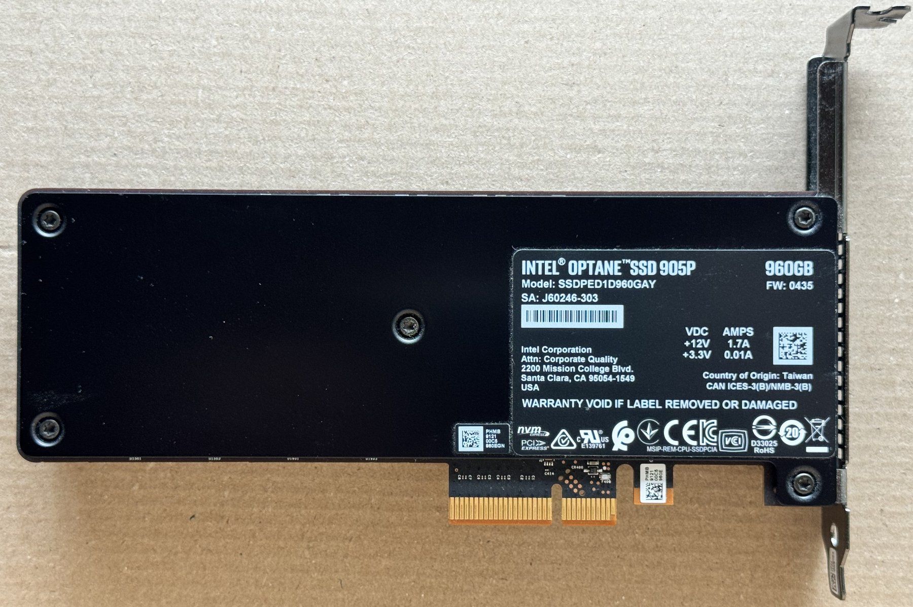 Intel Harddisks: Intel Optane SSD 905P 960GB – Gebraucht aus Meilen von speedliq 1