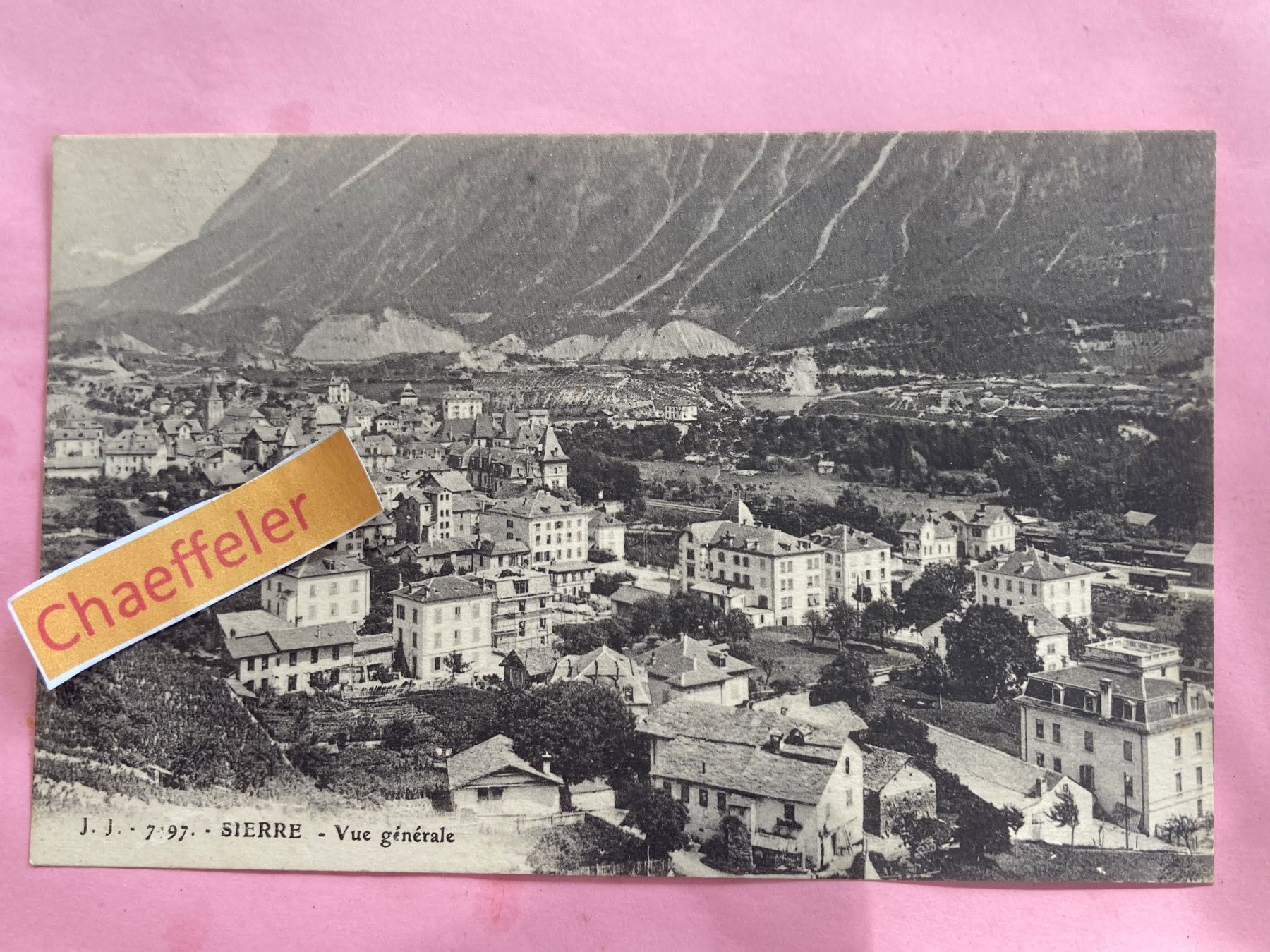 Cartoline postali: J. J. 7 97. - Sierre. -  Vue générale – Usato da Zürich venduto da Chaeffeler