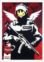 Death NYC Ltd Pop Art Druck " Vuitton Banksy Flying Copper