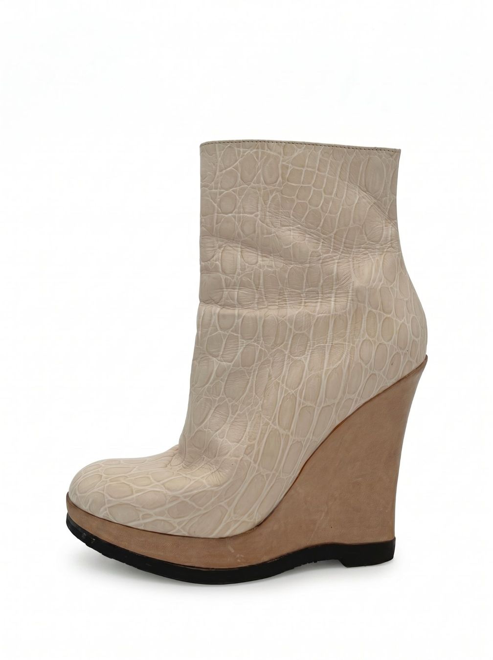 Patrizia Pepe Chaussures femmes: Patrizia Pepe Croc-Effect Wedge Ankle Boot EU 36.5 Beige – D'occasion à Zürich par shoe_shop