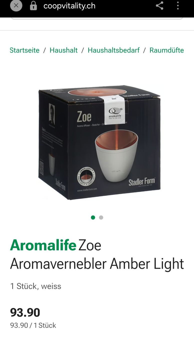 Stadler Form Diffusori di oli essenziali: Aromadiffuser Aromalife Zoe Stadler Form NEU – Nuovo e nell'imballaggio originale da Root venduto da Tanja.st 1