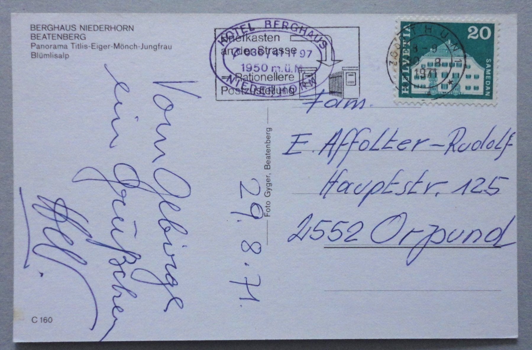 Cartoline postali: Berghaus Niederhorn, Beatenberg – Difettoso da Fétigny venduto da Billy2miny 1