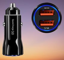 Chargeur rapide Smartphone pour Voiture, 2x USB QC 3.0