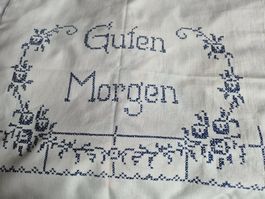 Vintage gestickte Überhandtuch "Guten Morgen"