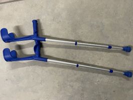 Gehhilfen Unterarmkrücken blau Aluminium verstellbar