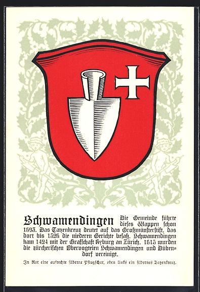 Cartoline postali: AK Schwamendingen, Wappen der Ortschaft – Usato da Berlin venduto da bartko-reher