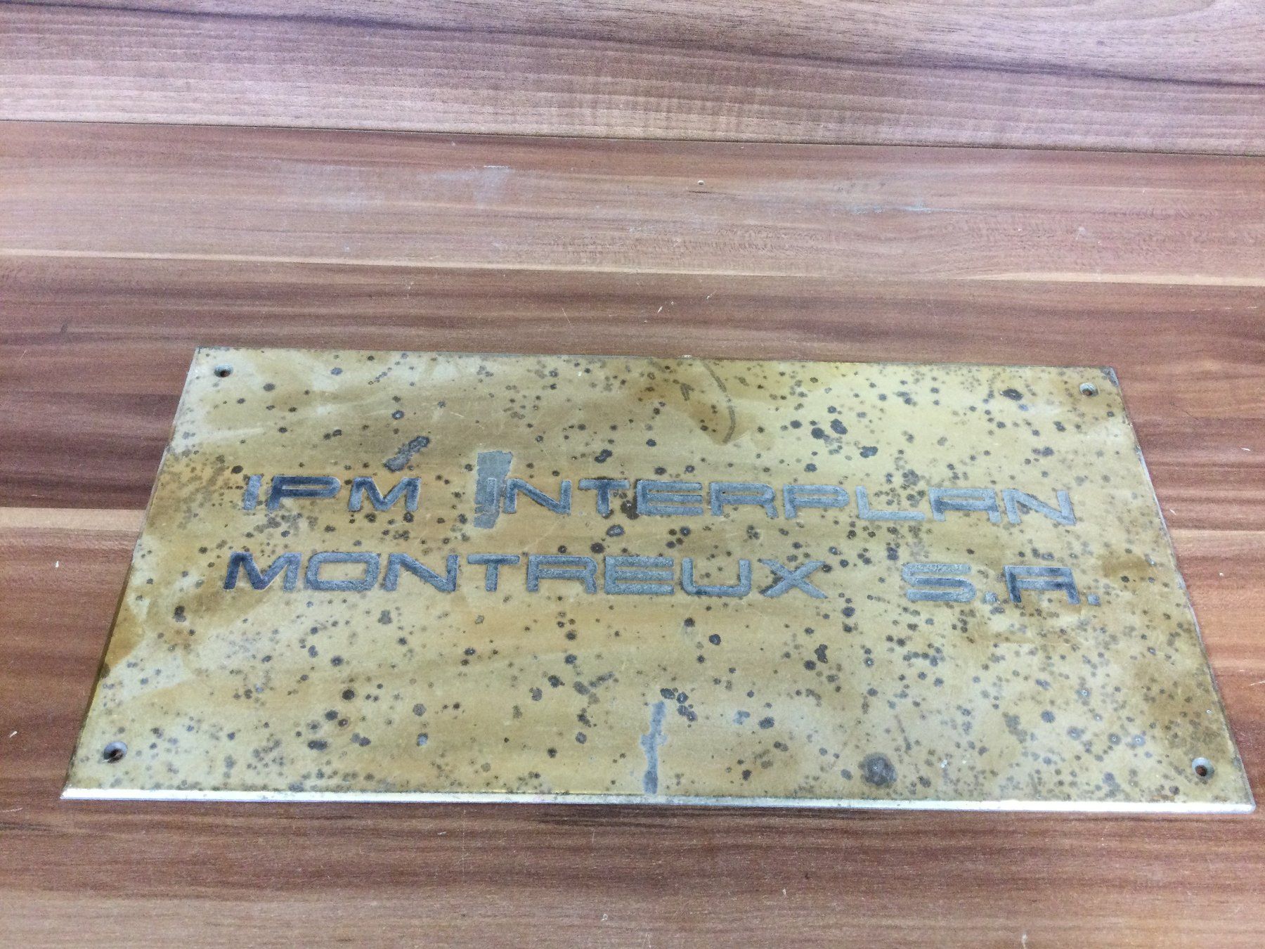 Ecriteaux: Altes Schild IPM INTERPLAN MONTREUX SA Messing – D'occasion à Wangen SZ par kuriosum12 3