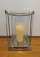 Design Windlicht / Laterne Glas & Edelstahl - NEUWERTIG