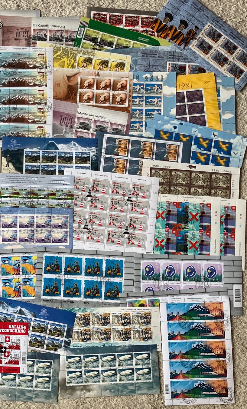 Alle Briefmarken: Schweiz: 70 Kleinbogen Ausgabetag – Gebraucht aus Eschlikon TG von PhilCon 2