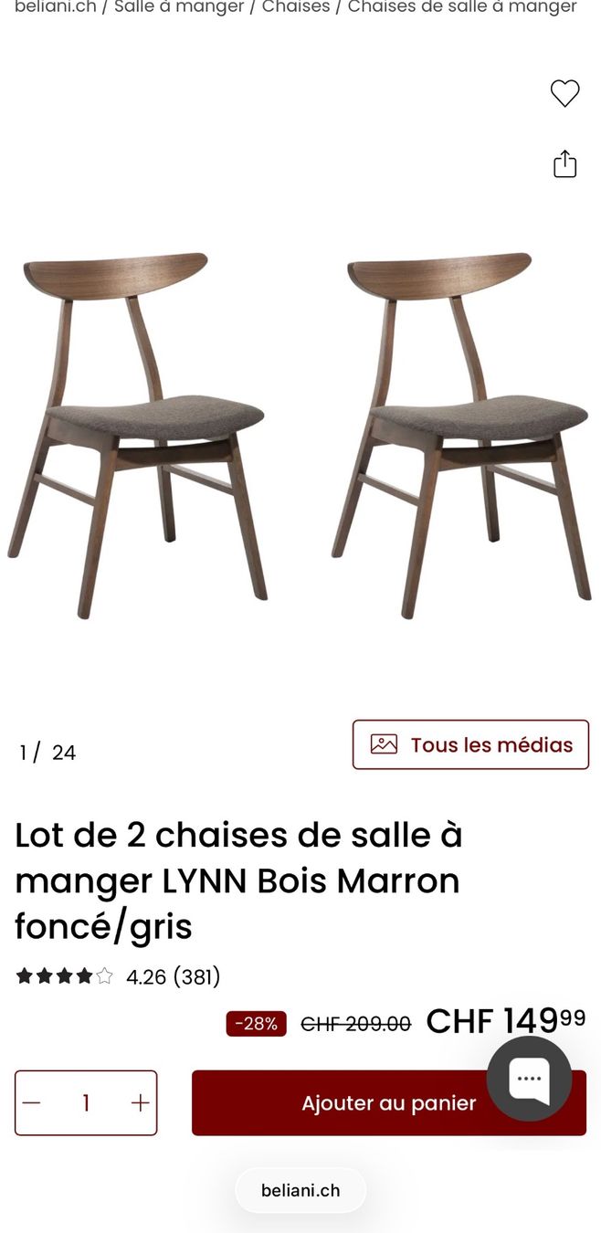 Beliani Set di tavolo e panche: Table à manger + 2 chaises + banc style noyer foncé – Usato da Lausanne venduto da spi_m2kg 3