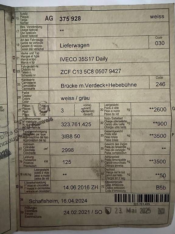 Veicoli commerciali: Iveco Daily 35S17 mit Hebebühne  – Usato da Schlieren venduto da zor74 4