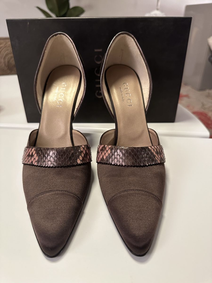Gucci Scarpe da donna: Gucci Pumps Satin Python brown 38.5 size  – Nuovo e nell'imballaggio originale da Zürich venduto da LoveFashion76