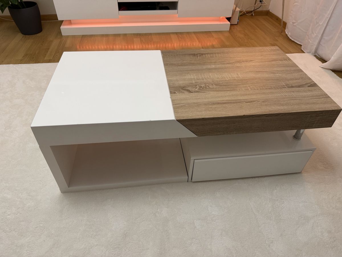 Tavoli: Couchtisch, weiss/Holzoptik, Schublade, Ablage – Usato da Zürich venduto da mar_6smx 1