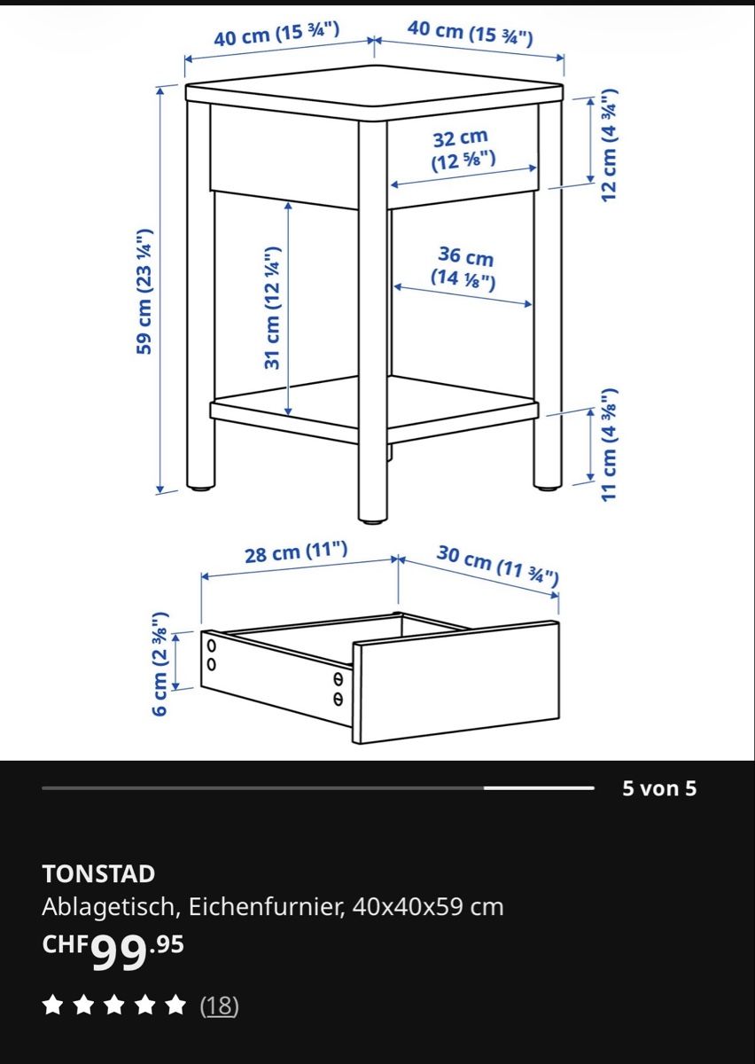 Comodini: Nachttisch / Beistelltisch TONSTAD – Nuovo (secondo la descrizione) da Zürich venduto da jan_h6g7 3