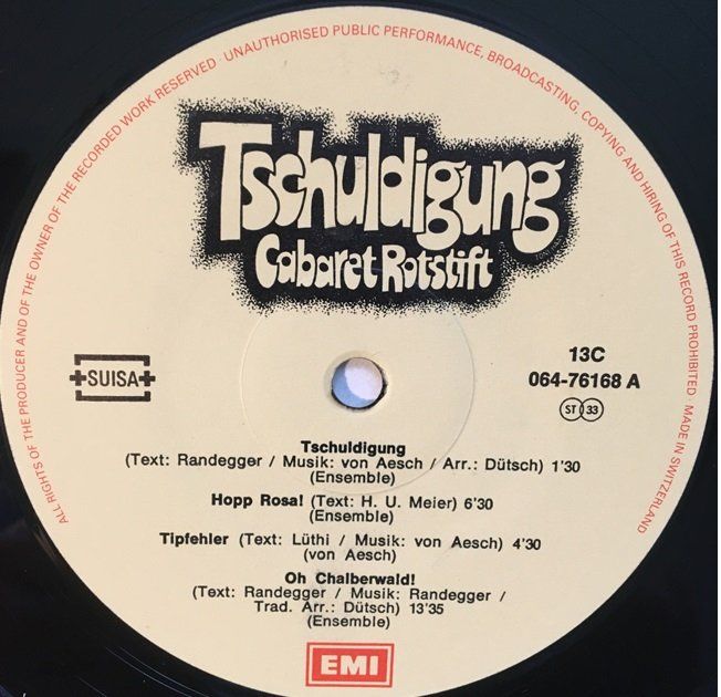 Schallplatten: Cabaret Rotstift - Tschuldigung (LP) – Gebraucht aus Grüningen von azulvinyl 2
