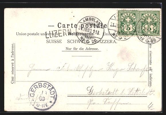 Cartoline postali: Litho Luzern, Teilansicht vom Gütsch, B – Usato da Berlin venduto da bartko-reher 1