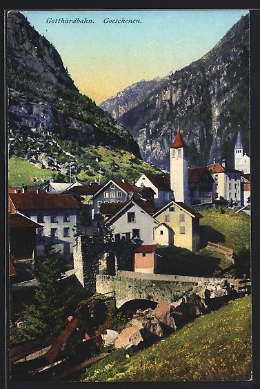 Cartoline postali: Goeschenen /Gotthardbahn, Dorfpartie mit – Usato da Berlin venduto da bartko-reher