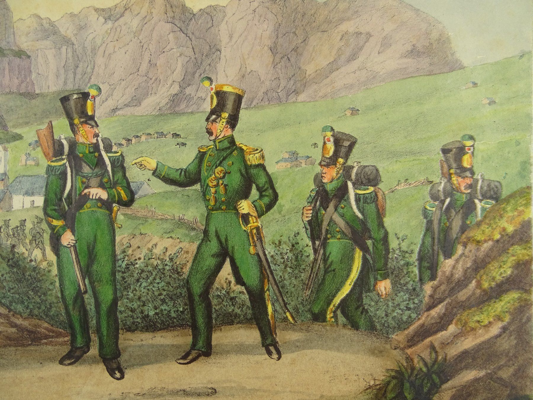 Grafica & Litografie: MILICES VALAISANES, LITHOGRAPHIE UM 1890 – Usato da Grüningen venduto da Kartensammler 4