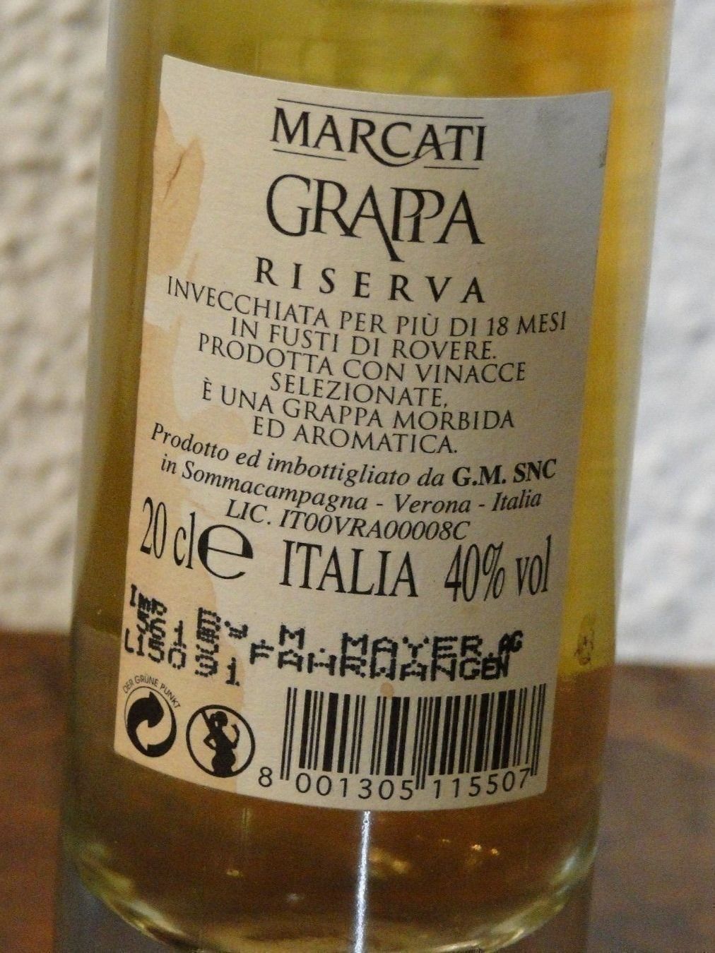 Bevande alcoliche: Vintage Grappa Riserva Marcati – Nuovo (secondo la descrizione) da Emmenbrücke venduto da Ulisse-22 3