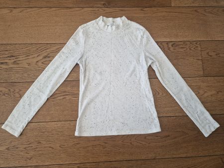 Langarmshirt mit Stehkragen weiss meliert Gr S top Zustand
