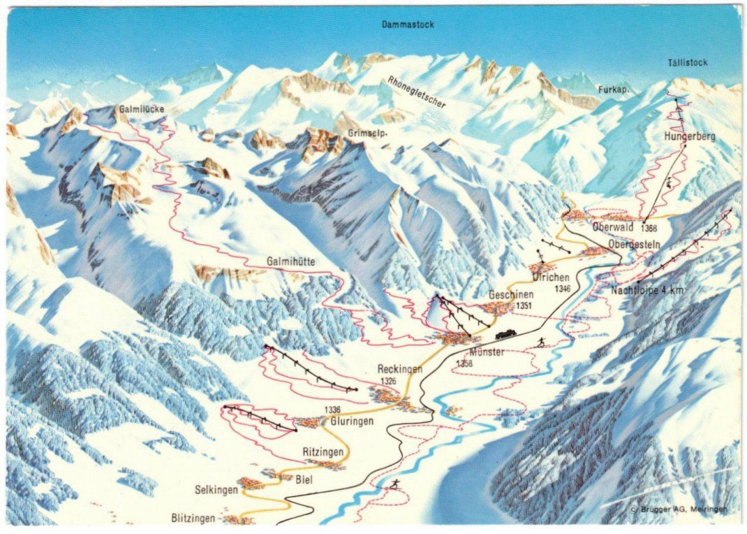 Cartoline postali: Goms - Pistenplan Ober Goms – Usato da Binningen venduto da Mountainrider