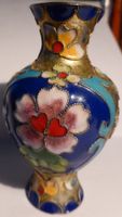 SELTENE -CLOISONNÉ -VASE,-SCHÖNE MOTIVE, 10 CM--MIT SOCKEL
