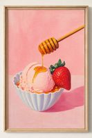 Poster affiche Impression Fraise Miel Vintage rétro déco