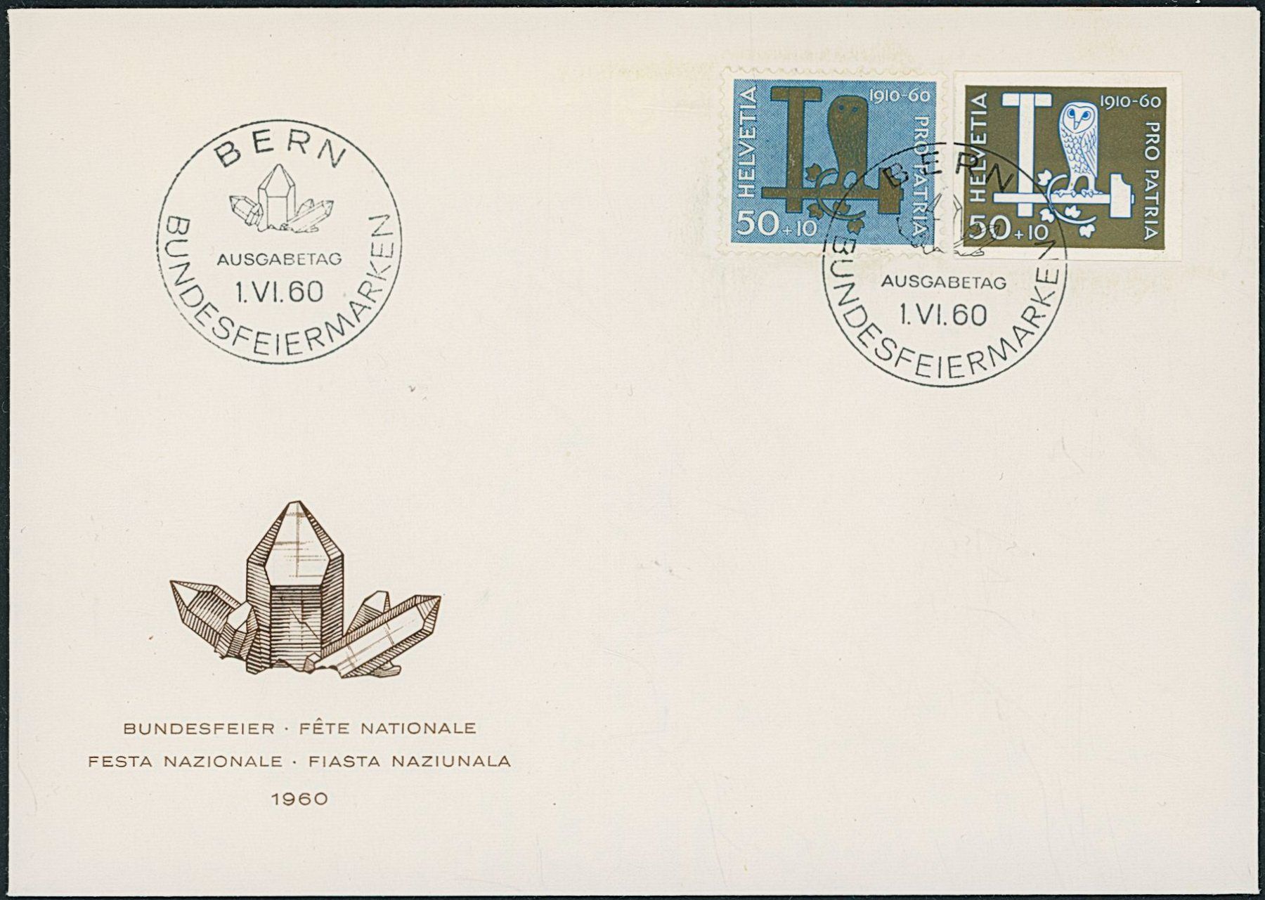 Tutti i francobolli: 1960 - Pro Patria - Blockausschnitte - Combo FDC ET – Usato da Schindellegi venduto da leecollect