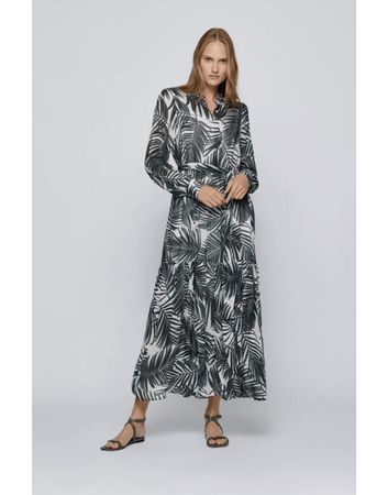 🌴 HUGO BOSS Sommerliches Maxikleid Grösse M mit Palmen 🌴