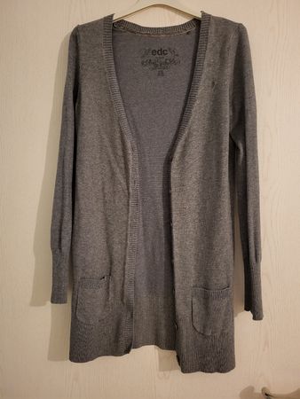 Esprit Edc Long Strickjacke Damen Gr. XS Grau Viskose Cotton