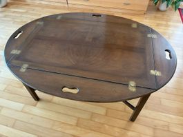 Salon-/Serviertisch Holz mit abnehmbarem Tablett dunkelbraun