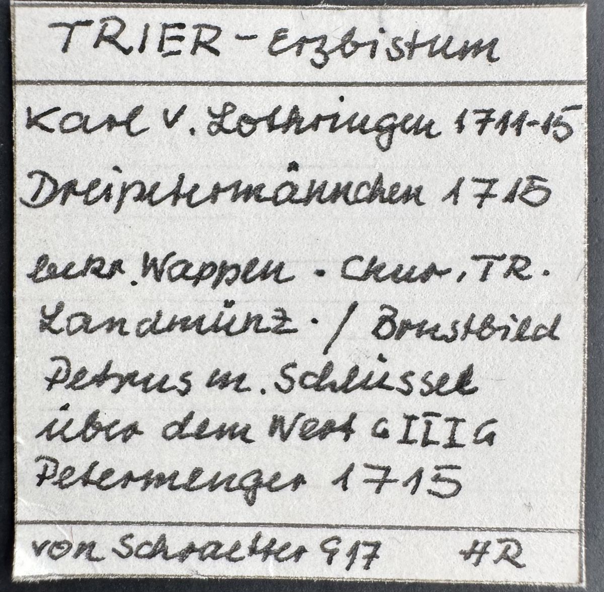 Tutti le monete: Trier Erzbistum - 3 Petermenger 1715 – Usato da Meilen venduto da coins4sale 2