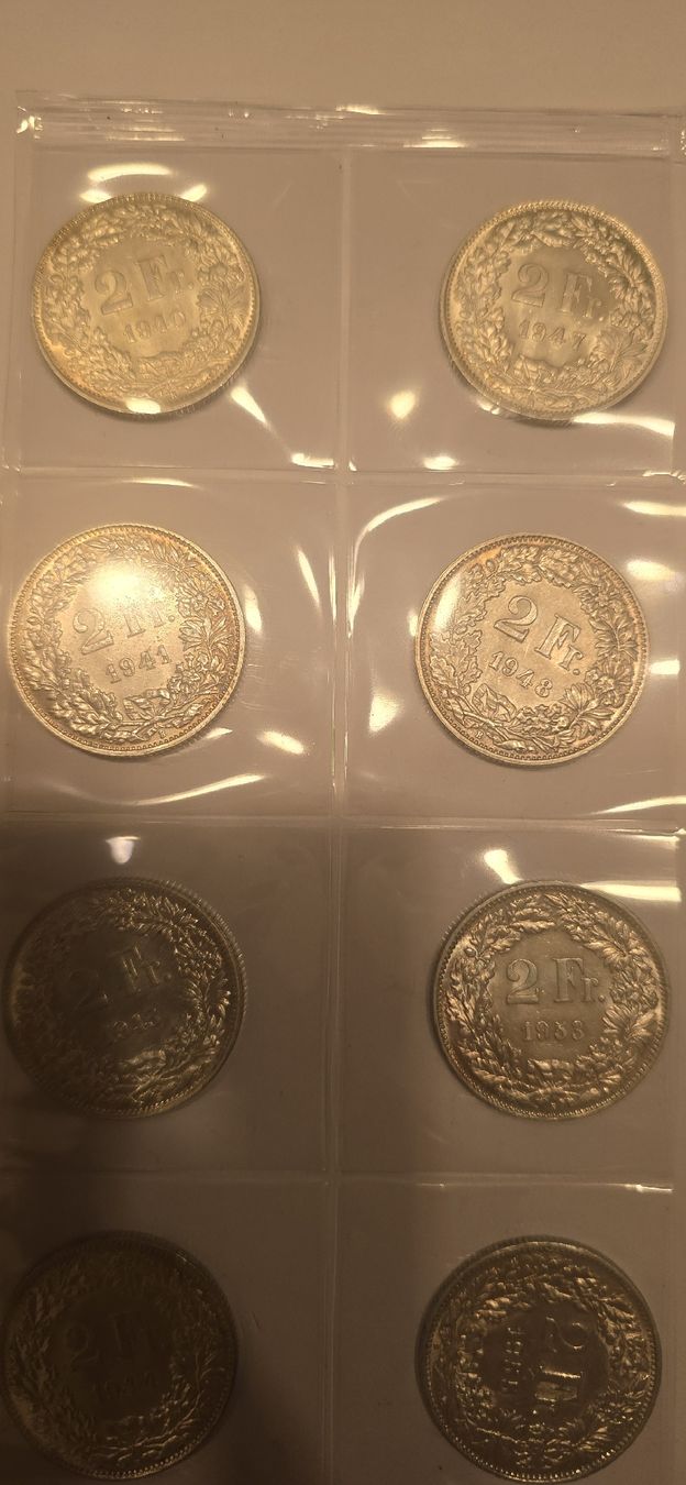 Alle Münzen: serie complete de piece 2chf 1940-1958 – Neu (gemäss Beschreibung) aus Fribourg von yan_z5fr 1