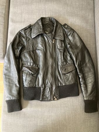 Stylische Damen Lederjacke, Schwarz | S | Sehr guter Zustand