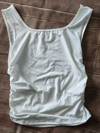 ​😍 Stylisches Top mit Raffung - L - Weiss