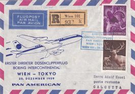 Erstflug Pan American mit Boeing-Jet Wien - Calcutta 1959