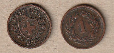 Tutti le monete: 1 Rappen 1908 – Usato da Allschwil venduto da Coinfreak