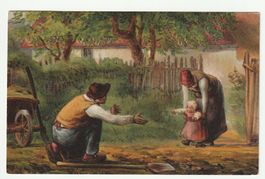 Postkarte 1905, Die Ersten Schritte einer Kleinen Familie