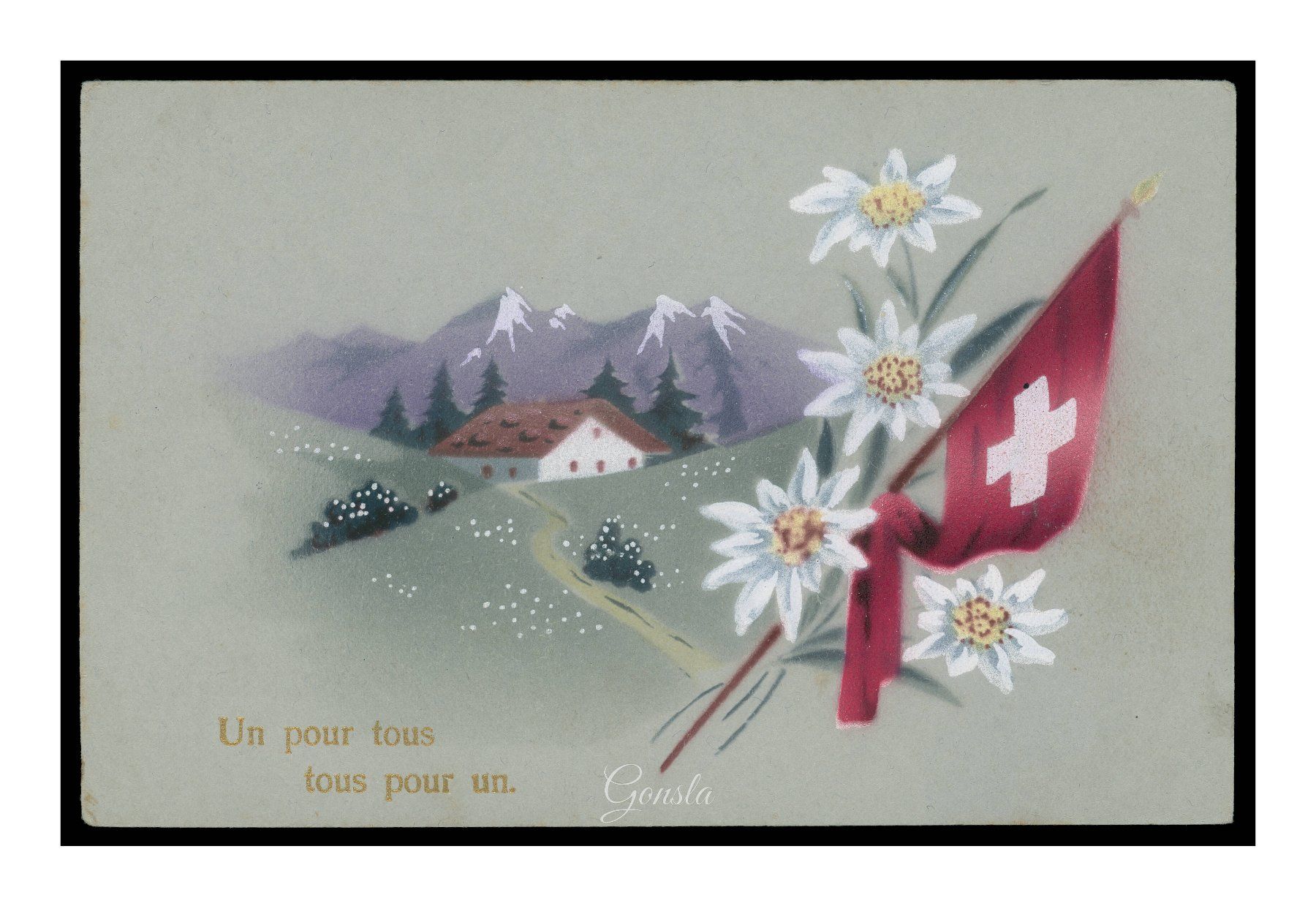 Cartoline postali: DEVISE SOLIDAIRE PATRIOTE SUISSE - 1916 – Usato da Onex venduto da Lagorel01