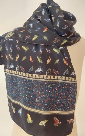 Foulard Polyester Motiv Frösche dunkelblau