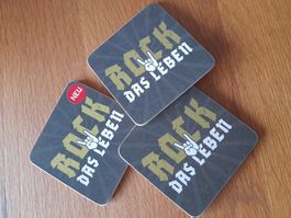 3 Glas-Untersetzer: Rock das Leben / 9,5 x 9,5 cm